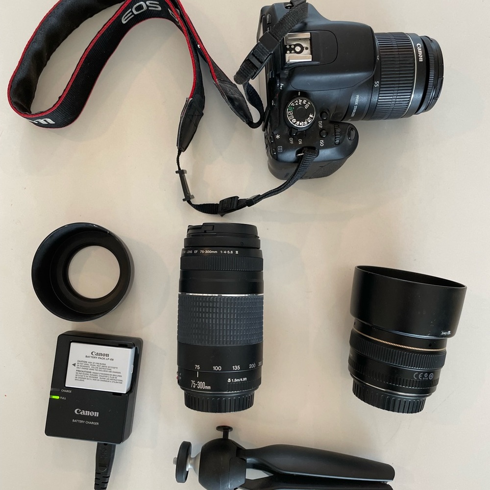 Canon EOS Rebel T3i Digital SLR Camera with EF 18-55mm, tripod, & memory card